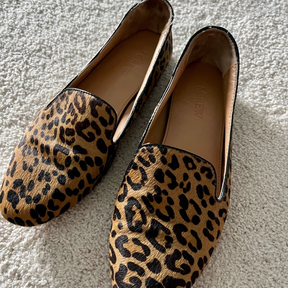 J.Crew Factory suede leopard print loafers, size 8